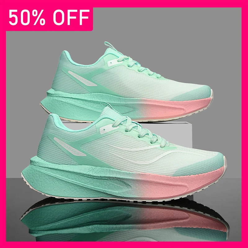 Unisex Sneakers Teenagers Outdoor Running Competition Anti Slip Training Shoes Marathon Breathe Light Thick Soled Fitness Shoes