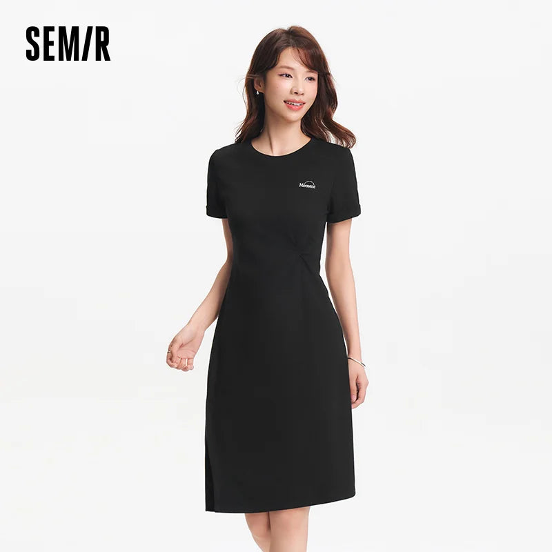 Semir Women Dress Twist 2026 Side Split Asymmetric Midi Urban Casual Everyday Style Soft Comfortable Daily Wear Trendy