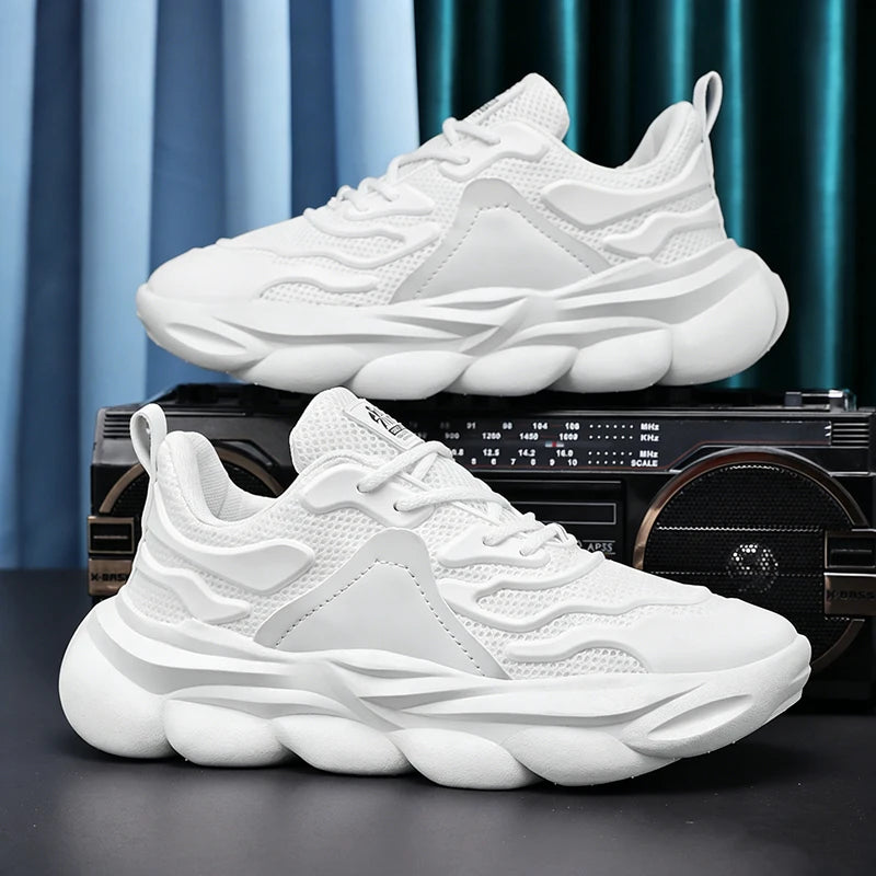 Chunky Sneakers Four Seasons Men's Breathable Lightweight Soft Sole Comfort Outdoor Thick Sole Casual Speed Running Sports Shoes