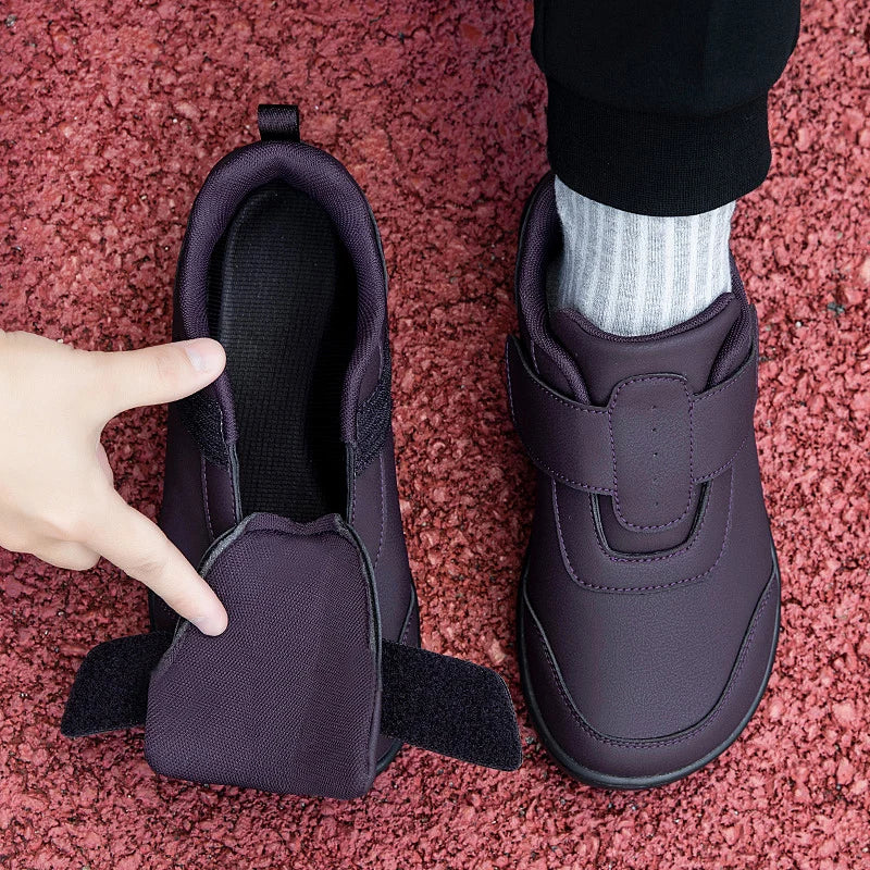 Wide Toe Box Orthopedic Shoes for Men Women Adjustable Hook&Loop Leather Casual Sneakers Elderly Easy Wear Walking Footwear