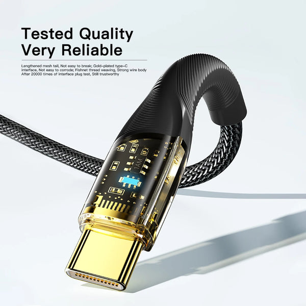 ខ្សែសាក Essager 100W USB-C ទៅ USB C PD សាកលឿនសម្រាប់ Macbook iPad Samsung Huawei Xiaomi POCO 5A Type-C