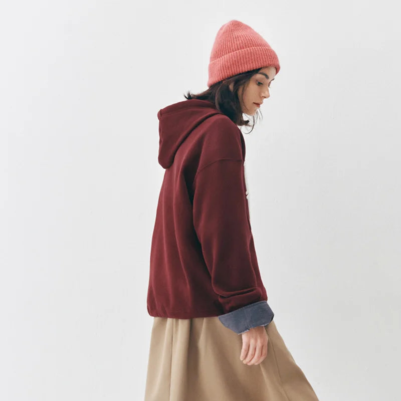 Semir Women Hoodie Fleece Lined Letter Graphic Hooded Design Street Style 2026 Winter Warm Layer Everyday Wear Soft Comfort