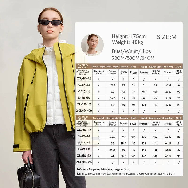 AMII Down Jackets Woman 2026 Winter New Commuter Patchwork Hooded Long Sleeves Jacket Short Loose Warm Women's Top 12544036