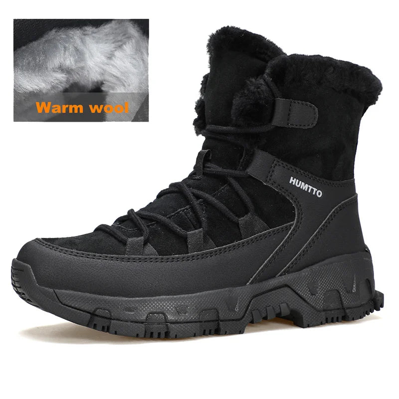 HUMTTO Women's Hiking Boots Winter Leather Snow Trainers Luxury Designer Trekking Boots Outdoor Casual Shoes 2024 Woman Sneakers