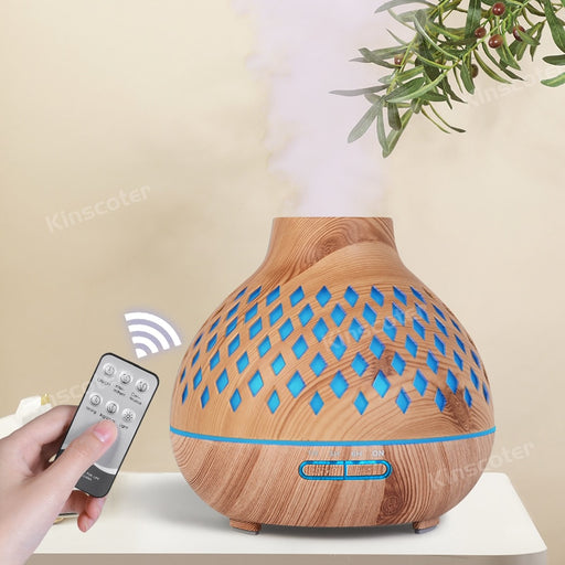 Essential Oil Diffuser Large Capacity 400ml Cool Mist Humidifier Dual Mist Mode Smart Timer Aromatherapy Diffuser Light Wood Grain