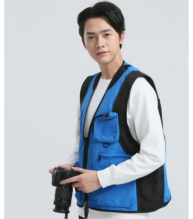 Functional Photographer Vest Work Clothes Men's Trendy Multi-Pocket Vest Korean-Style Trendy Workwear Custom Logo Printing