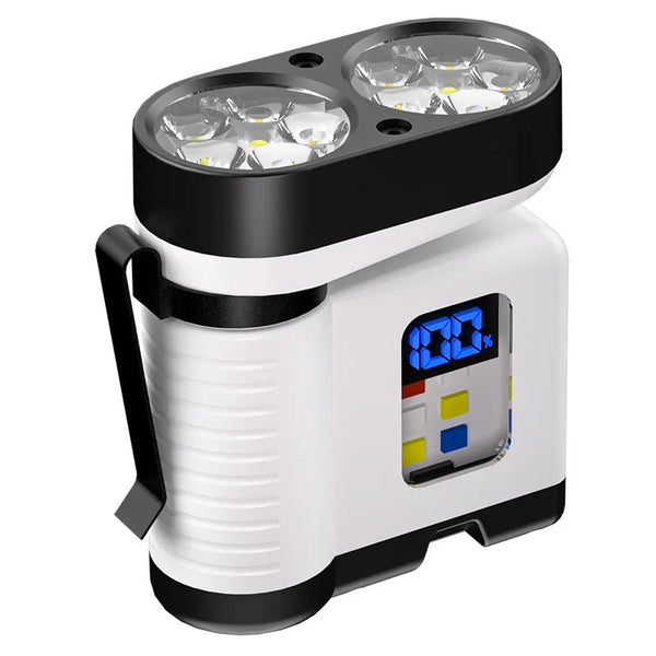 ពិលតូច 10LED ជាមួយ USB សាកថ្ម អេក្រង់ឌីជីថល សញ្ញាព្រមានពណ៌ក្រហម/ខៀវ ភ្លើងការងារម៉ាញេទិកចល័តសម្រាប់ប្រើប្រាស់ក្រៅផ្ទះ