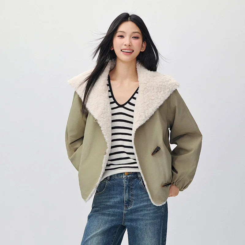 អាវក្រៅ Semir សម្រាប់នារី ដៃអាវ Raglan កអាវទន់ សមល្មម រចនាបថ Vintage ឆ្នាំ 2026 សម្លៀកបំពាក់ប្រចាំថ្ងៃរដូវរងាថ្មី រចនាបថធម្មតាសម្រាប់ទីក្រុង