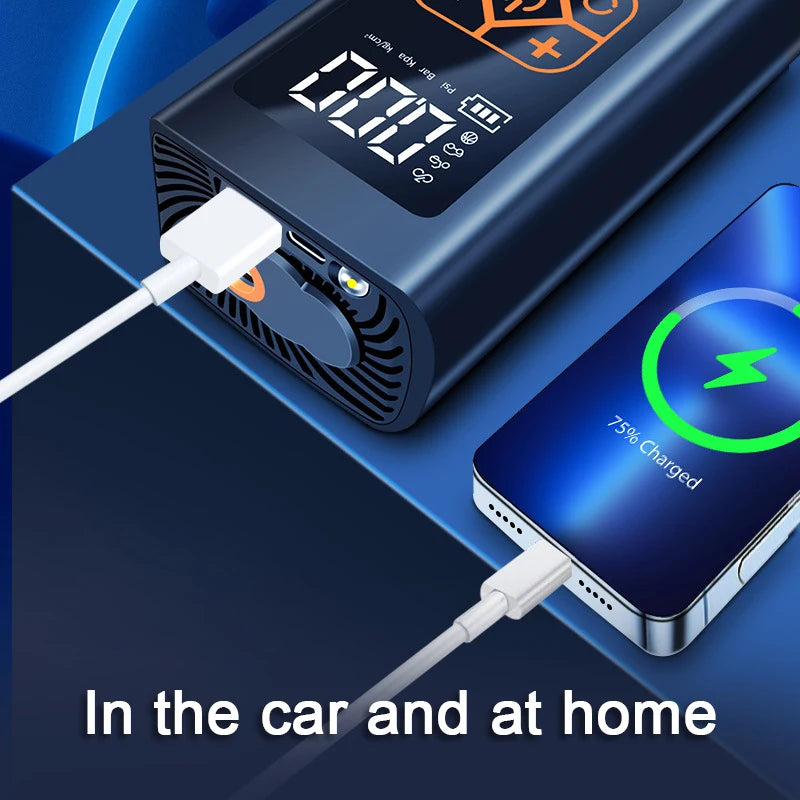 SEAMETAL Wired Wireless Car Air Pump Portable Mini Electric Tire Pump Air Compressor Handheld Digital Display Charging Pumps