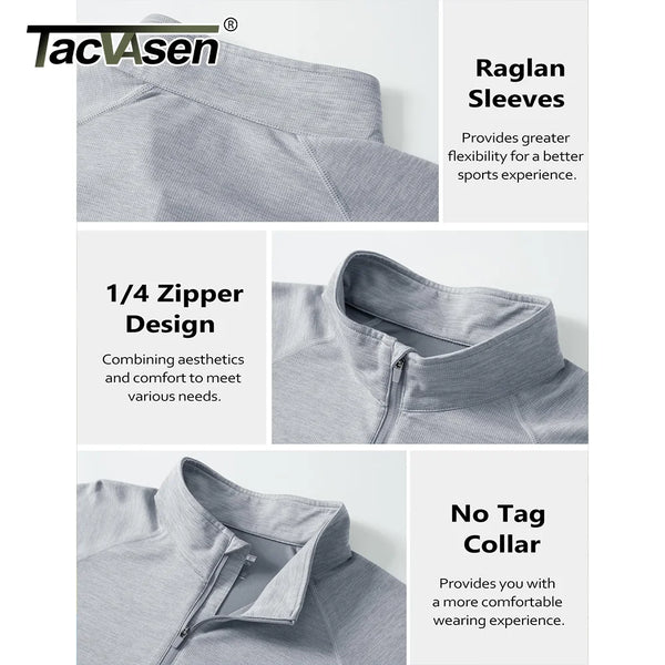 TACVASEN Sun Protection Long Sleeve Shirts Men's 1/4 Zip Up UPF 50+ Rash Guard Lightweight Quick Dry Fishing Running T-Shirts