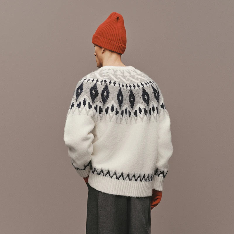 Semir Knitted Sweater Men Winter Iridescent Yarn Fair Isle Jacquard 2025 New Couple Retro Pullover Sweater Men'S Clothing