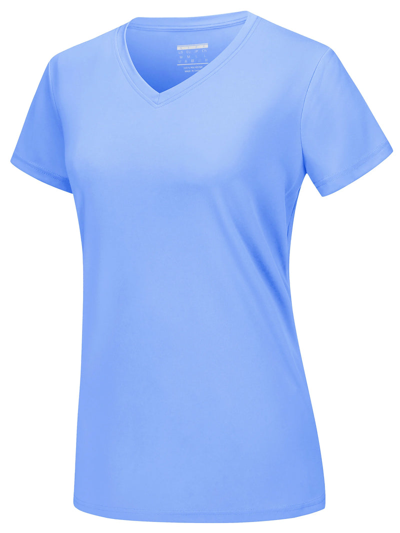 TACVASEN UPF 50+ Summer Sun Protection V-Neck T-shirts Womens Short Sleeve T-shirts Breathable Lightweight Quick Dry Shirts Tops