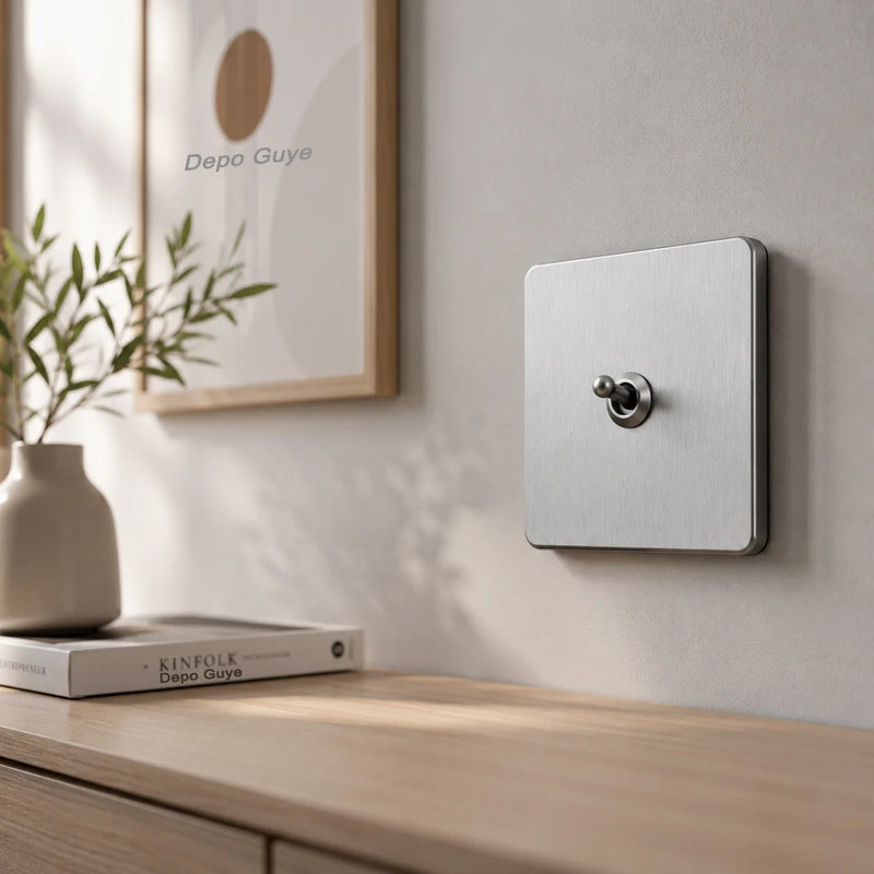 5/10PCS Toggle Wall Switch Grey Stainless Steel ,1/2/3/4 Gang 2Way Light Brass Lever Switch Panel For Home Improvement