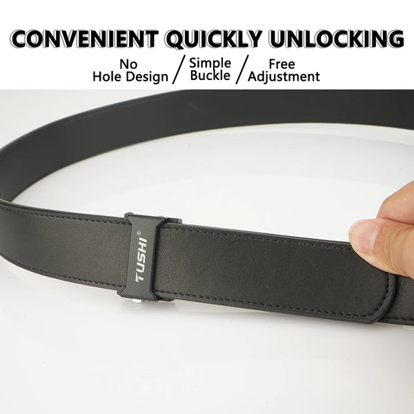 TUSHI Leather belt Tactical Belt for Men Leisure  Metal Automatic Buckle IPSC Gun Belt Military Belt Outdoor Sports Girdle Male
