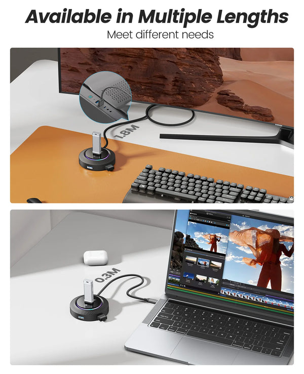 ORICO RGB USB3.0/Type-C HUB With Type C Power Port 5Gbps Multi Splitter OTG Adapter For PC Computer Accessories Macbook Pro