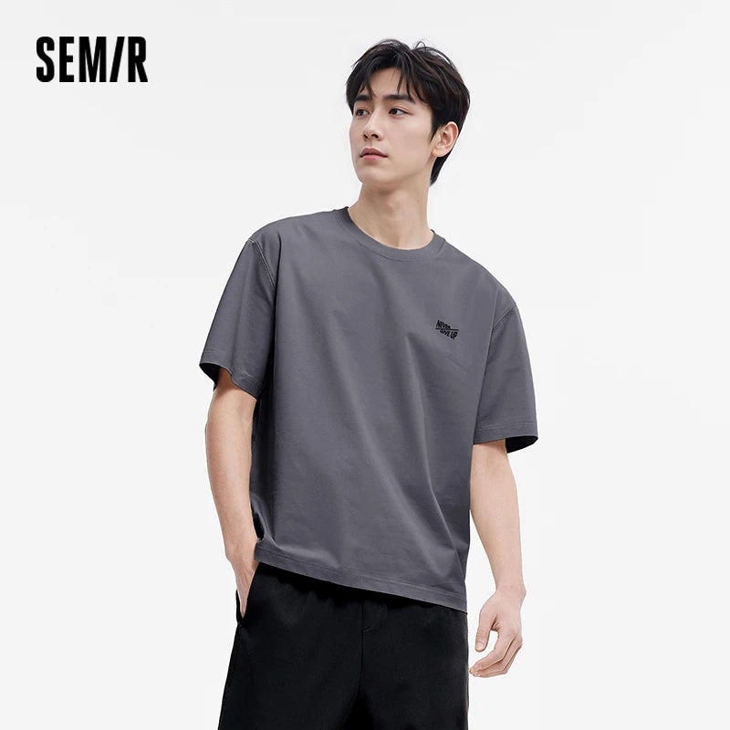 Semir Men Tshirt 2026 Summer New Cool Feeling Letter Print Moisture Wicking Knitted Versatile Casual Daily Tops