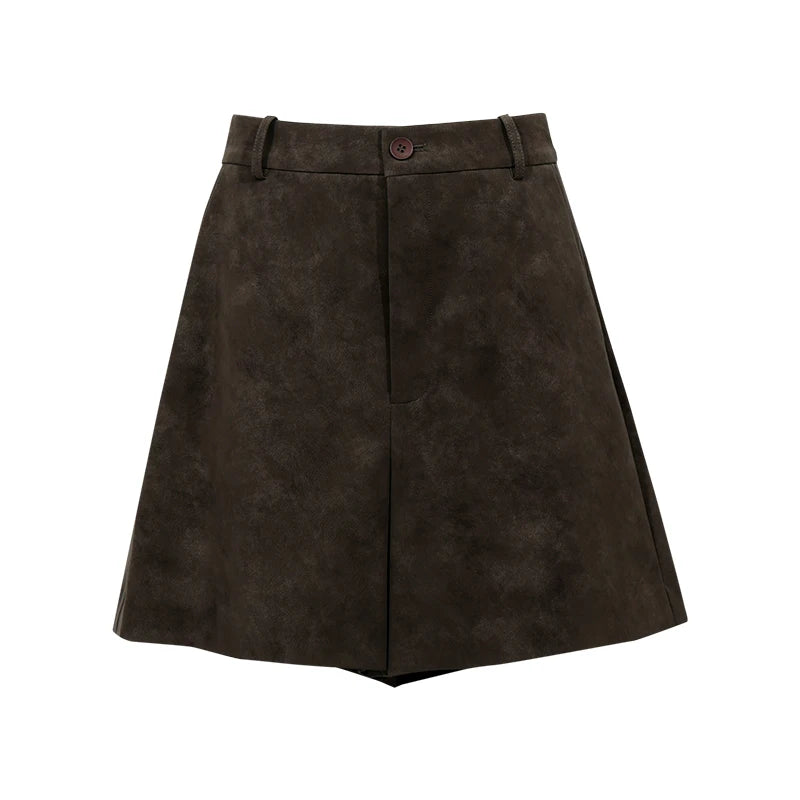Amii Women's Straight Shorts Pants A-line Slimming Faux Suede Versatile Clothing Fashion Casual Shorts for Women Autumn 12623141