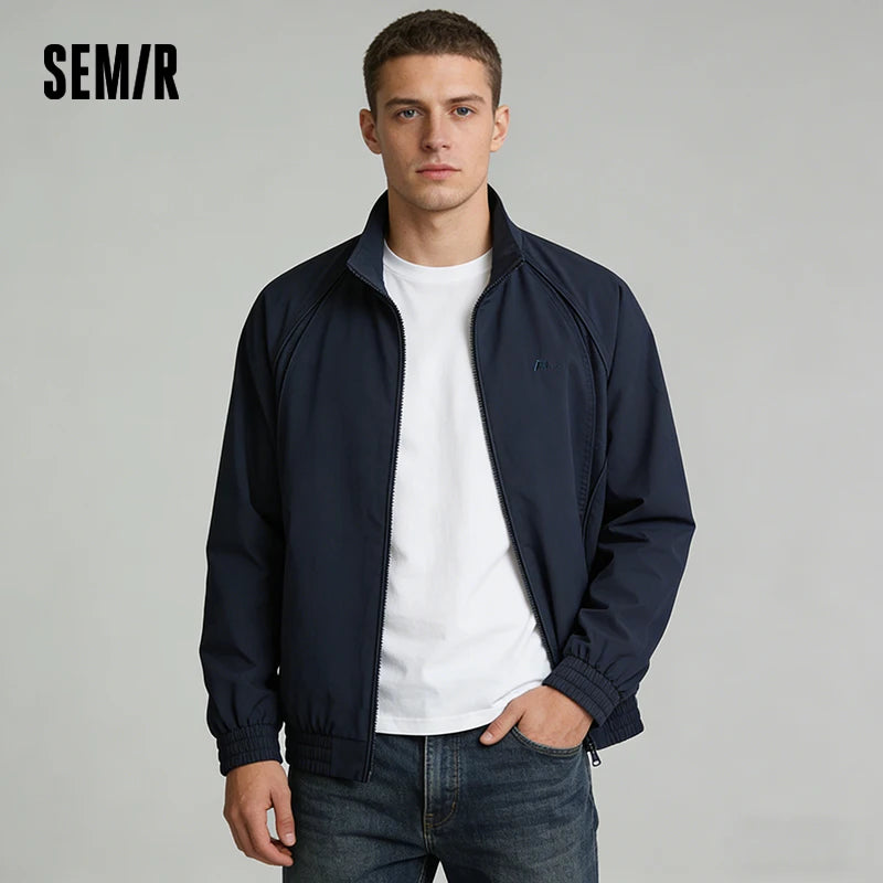 Semir Mesh Panel Jacket Men 2026 Spring Solid Color Stand Collar Trendy Versatile Sporty Casual Stylish Outerwear Top