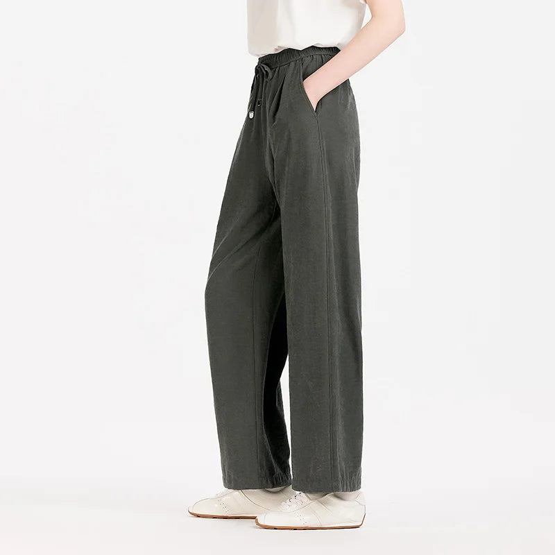 Semir Women Pants Textured 2026 Loose Fit Soft Drape Wide Leg Soft Touch Urban Casual Everyday Style Soft Comfortable