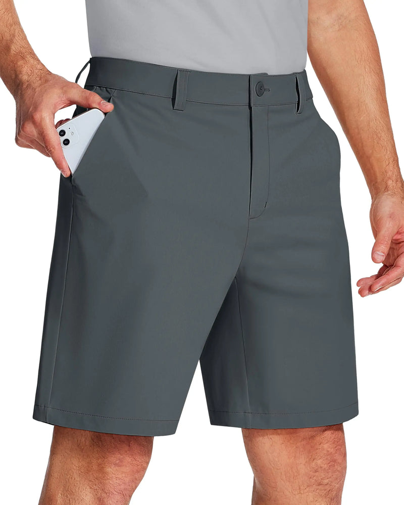 TACVASEN Golf Quick Dry Shorts Men Stretch Lighyweight Dress Work Casual Shorts with 4 Pockets Flat Front Hiking Shorts 9 Inch