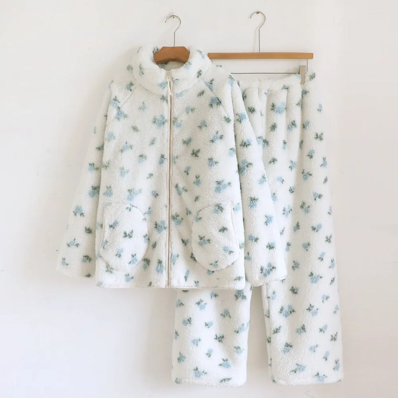 Flannel Thickened Warm Winter Loungewear Sleepwear Sets Soft Pajamas for Woman 2026 Nightwear 2 Piece Nighty Pijama Home Wear