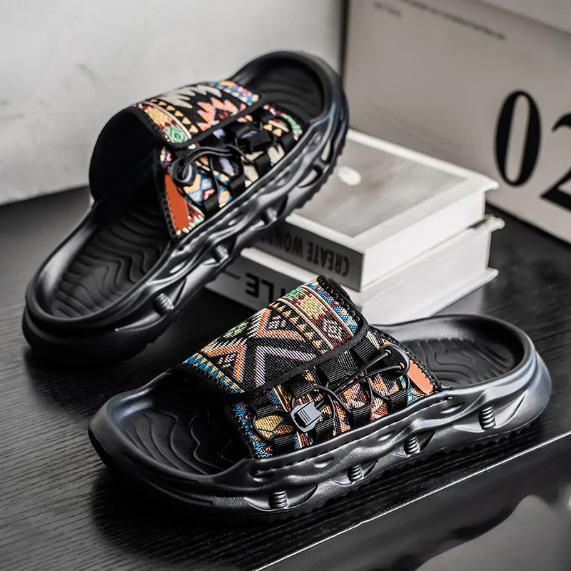 Men's high-quality casual slippers summer breathable outdoor soft-sole anti-slip beach shoes fashion youth lightweight slippers