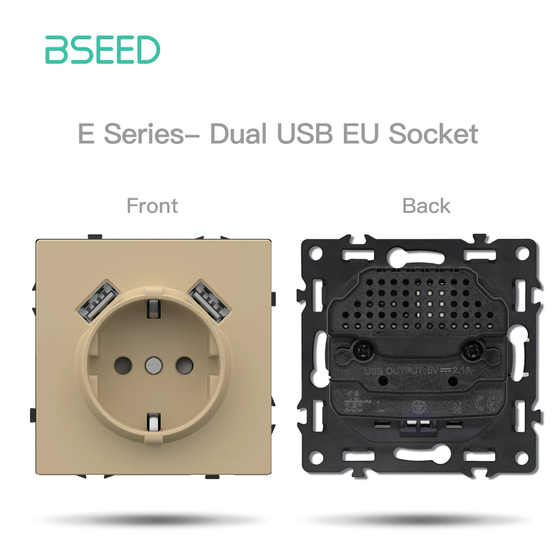 BSEED E Series Button Light Switch 1/2Gang 1/2Way USB Type-C Socket Module Part Internet TV Socket DIY Part 80mm Plastic Frame