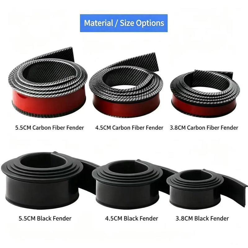 Universal Carbon Fiber Car Fender Flares Self-Adhesive Rubber Wheel Eyebrow Anti-Scratch Anti-Collision Protector Trim Strip