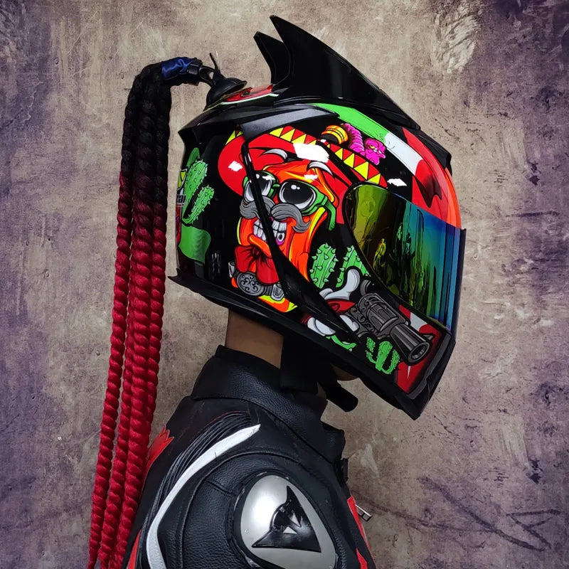 Motorcycle full face helmet double lens fashion quick release racing helmet Casco Casque Moto approved motorcycle accessories