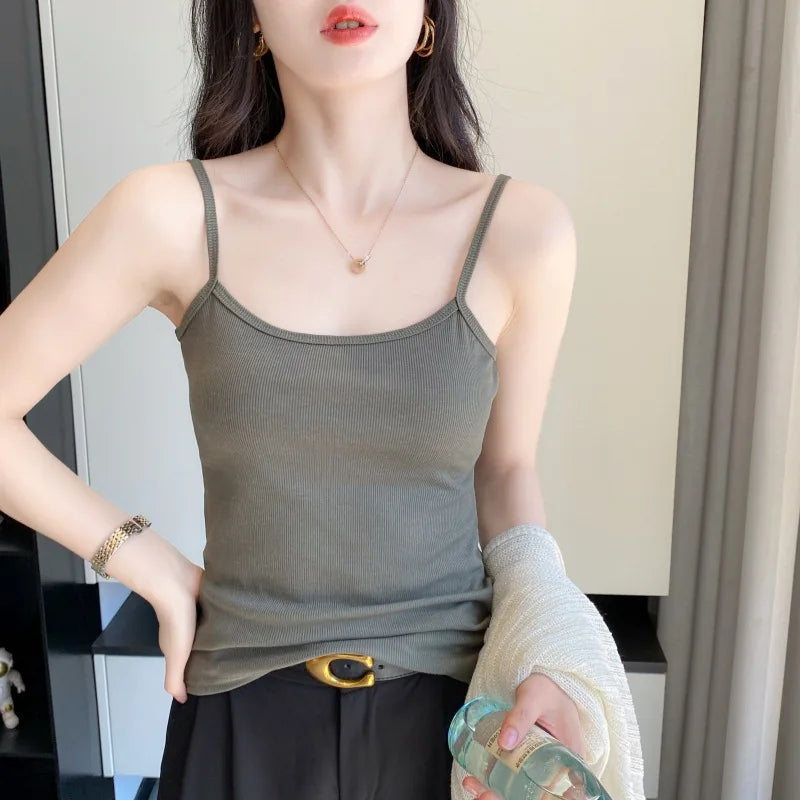 Modal Threaded Suspender Women's Summer Sleepwear Outer Small Vest Large Size Anti-light Inner Bottom Top One Piece Pajamas