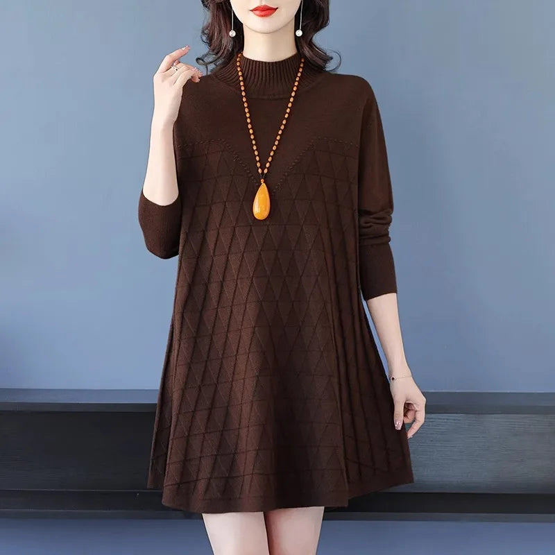 Winter Jerseys For Women New Loose Big Size Mother Pullover Sweater Knitwear Woolen Short Dress Female Jumper Pulls Clothes