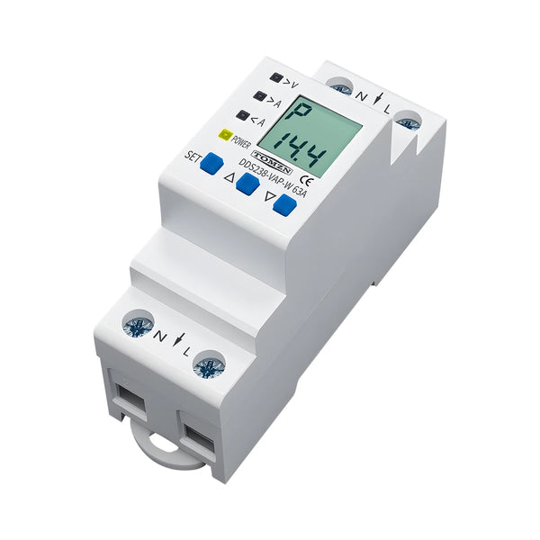 TOMZN Adjustable Overvoltage Undercurrent Protector Relay 63A 110230V V-I-kW-kWh Multi-Function Display | Water Level Control