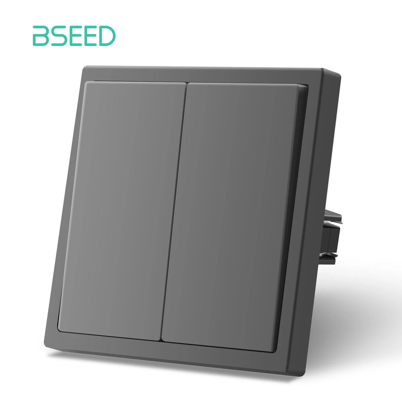 BSEED Mechanical Button Switch 1/2Gang 1Way Wall Light Switch On/Off Wall Switch Plastic Frame 80*80mm Switch