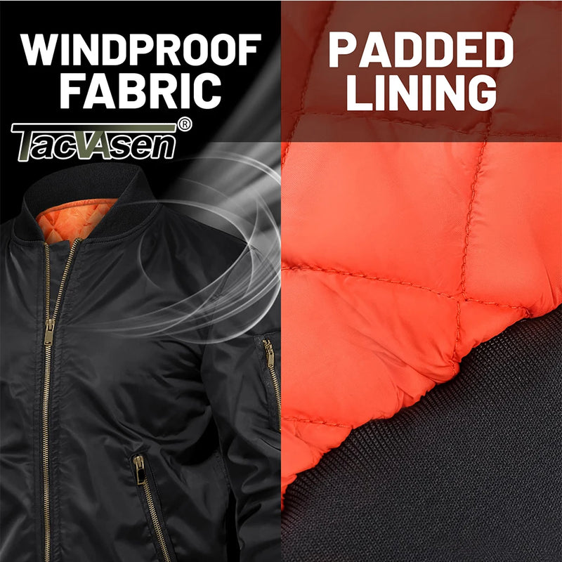 TACVASEN Winter Padded Bike Jackets Outwear Mens Retro Pilot Jacket Coat Casual Baseball Jackets Varsity Jackets Streetwear
