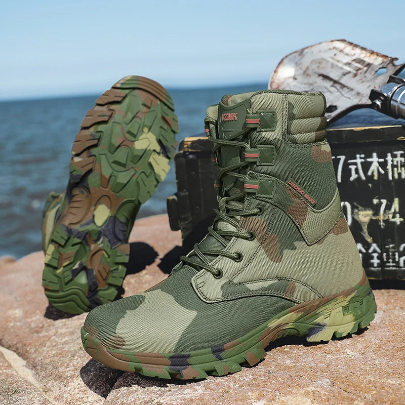 Men's high-top jungle battlefield training boots four seasons new breathable non-slip light outdoor hiking tactical combat boots