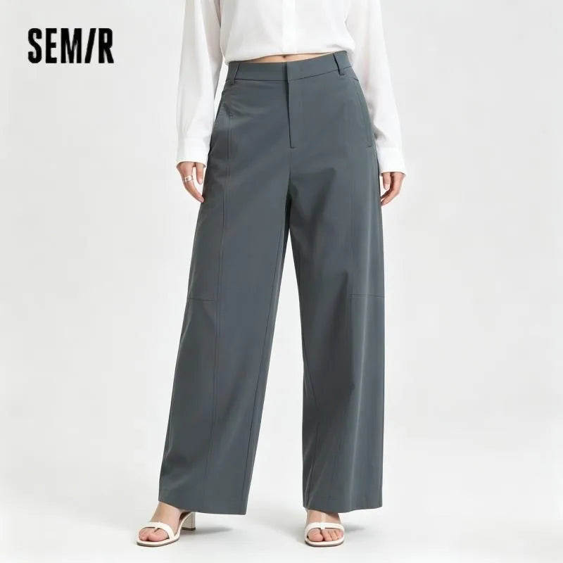 Semir Women Pants Woven 2026 Wide Leg Soft Drape Loose Fit Commuter Urban Casual Everyday Style Soft Comfortable Daily Wear