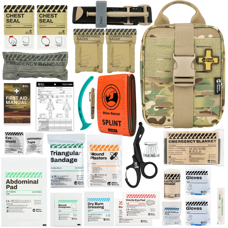 CE Approved Rhino Rescue IFAK Pouch Trauma Kit Tactical First Aid Kit MOLLE Pouch Emergency Kit Combat Survival Kit For Camping