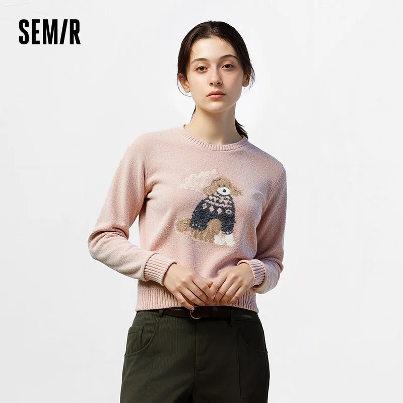 Semir Cute Sweater Women Knit Pattern Soft Warm Pullover 2025 Winter Casual Comfortable Style O Neck Sweater Woman