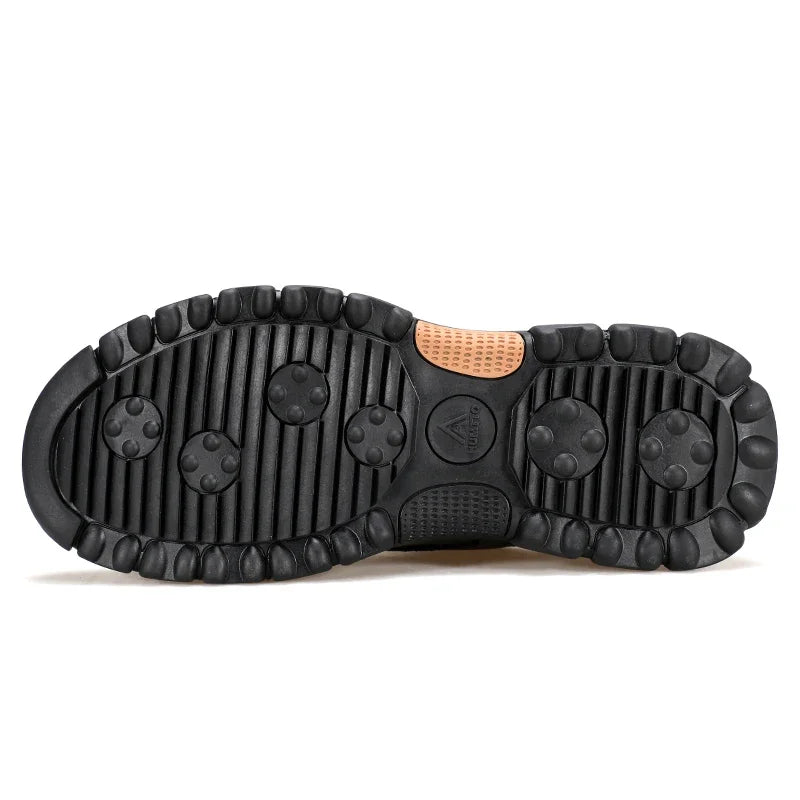 HUMTTO Hiking Shoes Men Genuine Leather Men's Sports Shoes Non-slip Winter Outdoor Safety Sneakers Breathable Trekking for Boots