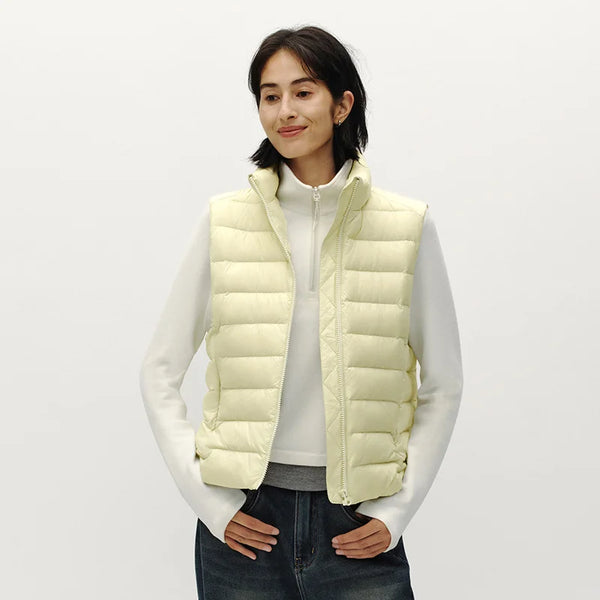 អាវកាក់ Semir សម្រាប់ស្ត្រី ទម្ងន់ស្រាល ៩០ ភាគរយ ធ្វើពីរោមចៀម កអាវឈរ ស្លីម រាងជាស្រទាប់ ពណ៌សុទ្ធ ថ្មីឆ្នាំ ២០២៦