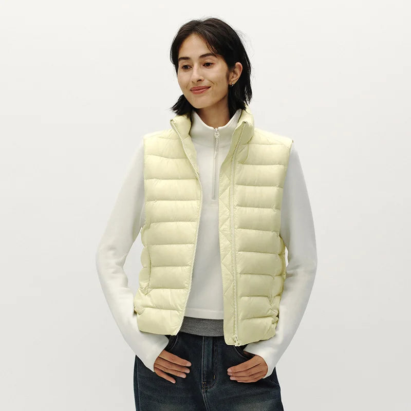 Semir Women Down Vest Thermal Warmth Lightweight 90 Percent Down Fill Slim Fit Stand Collar Layering Solid Color 2026 New