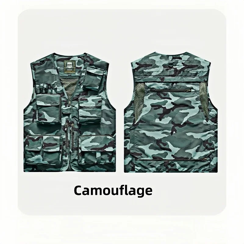 New  Custom Logo Vest Photography Workwear Vest Summer Reversible New Multi-Pocket Breathable Outdoor Vest