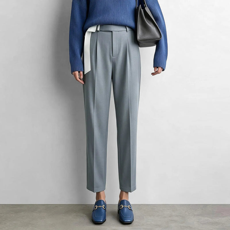 Amii Tapered Pants 2026 Autumn New Color-Contrast Belt Casual Trousers Office Versatile Tailored Fit Ladies Clothing 12613031