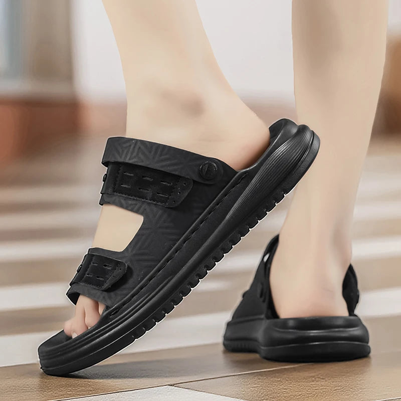Men's soft sole casual sandals summer new breathable light outdoor walking beach shoes fashion sports dual-use driving slippers