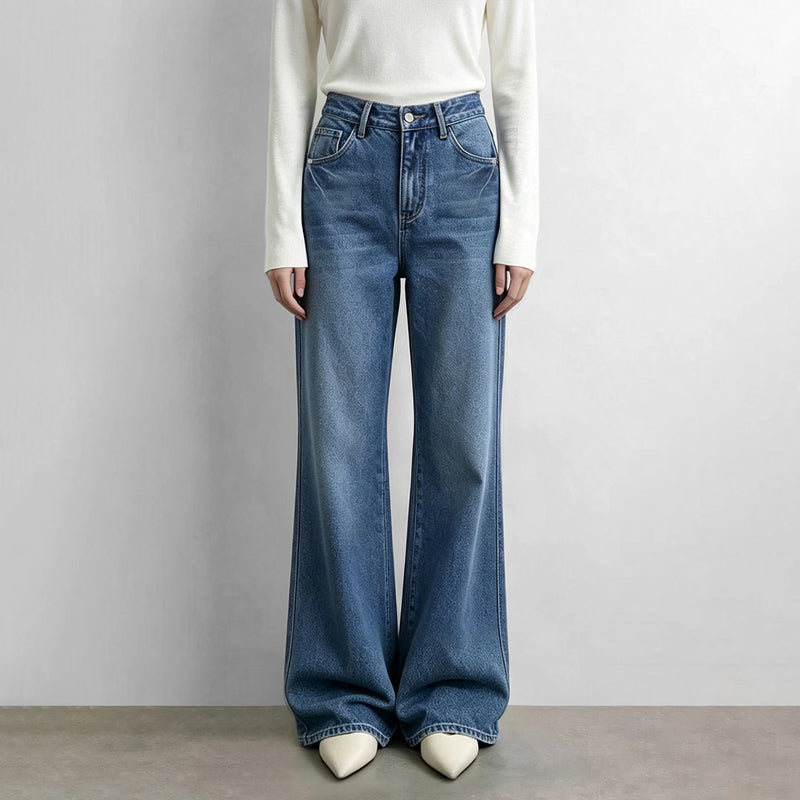 Amii Vintage Flared Jeans High Waist Slimming Denim Pants for Women 100% Cotton Autumn 2026  Loose Fit Casual Trousers 12643041