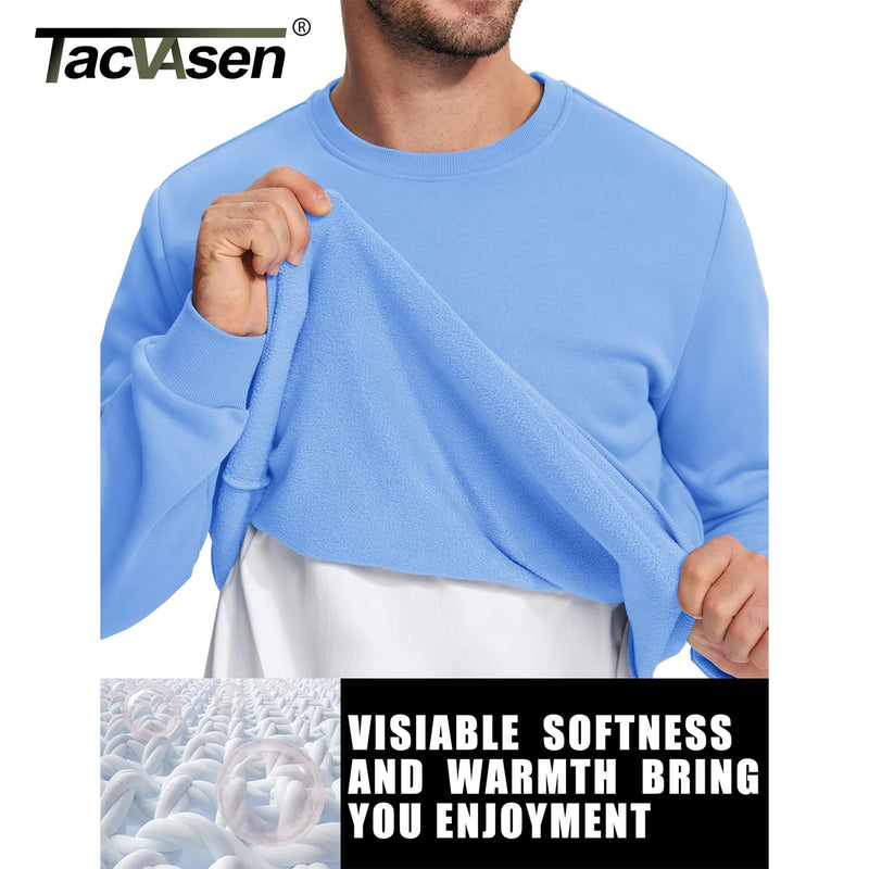 TACVASEN Thermal Fleece Sweatshirts Mens Casual Crewneck Sweatshirt Autumn Winter Warm Hoodie Workout Athletic Pullover Tops
