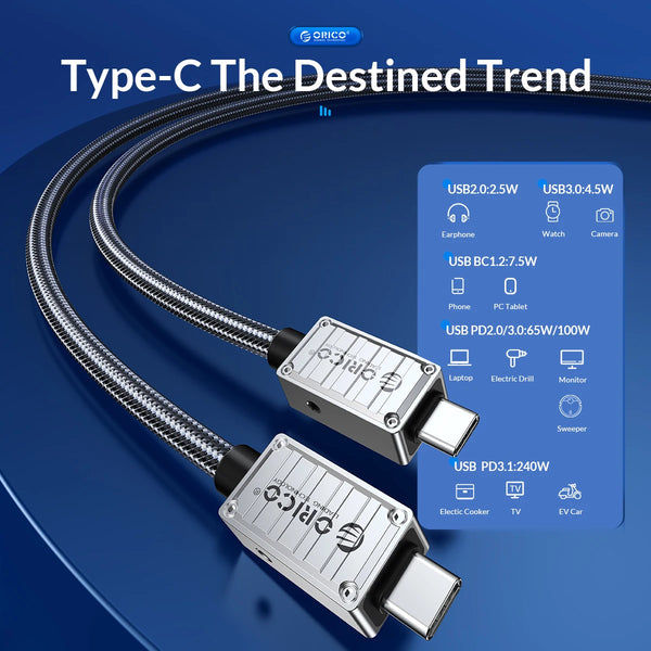 ORICO 40Gbps USB4 Cable C TO UCB C 240w Thunder 3 Type-C Fast Charging Wire 8k 60hz TV  Box for Mobile Tablet Laptop Samsung