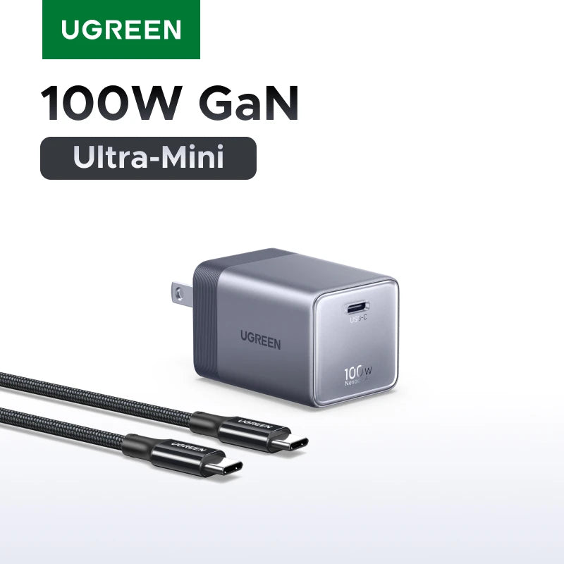 【Ultra Mini-US Plug】UGREEN Nexode Air 100W 65W 45W GaN Charger PD3.0 QC4.0 PPS For Macbook Laptop iPhone 18 17 Samsung S26 iPad