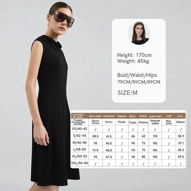 Amii Women's Dress 2026 Summer New Mesh Cowl Neck Cap Sleeve Office Casual Fitted Waist Stretch Knit Midi Dress Women 12642197