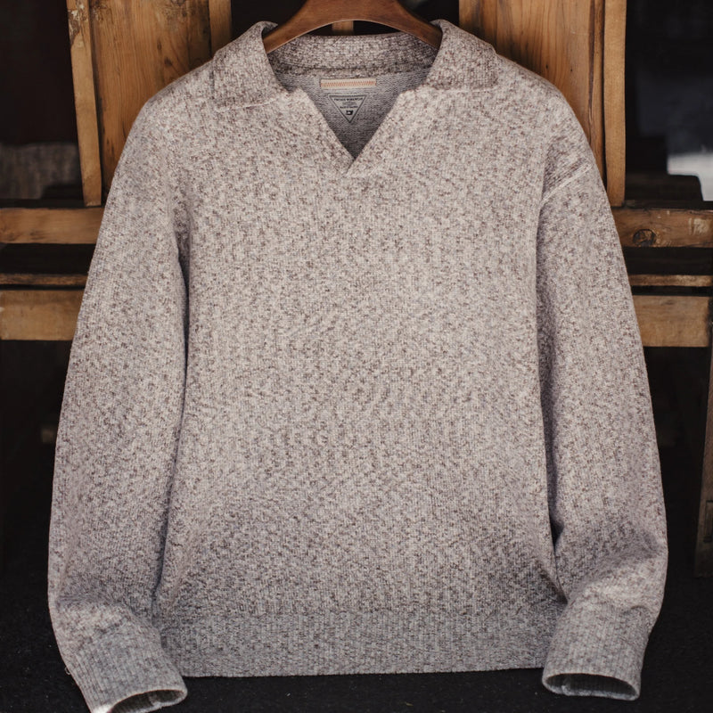 អាវយឺតប៉ាក់បុរស Maden ដៃវែង Johnny Collar Pullover សមល្មម រចនាបថបុរាណ អាវប៉ាក់ធម្មតា រដូវស្លឹកឈើជ្រុះ រដូវរងា